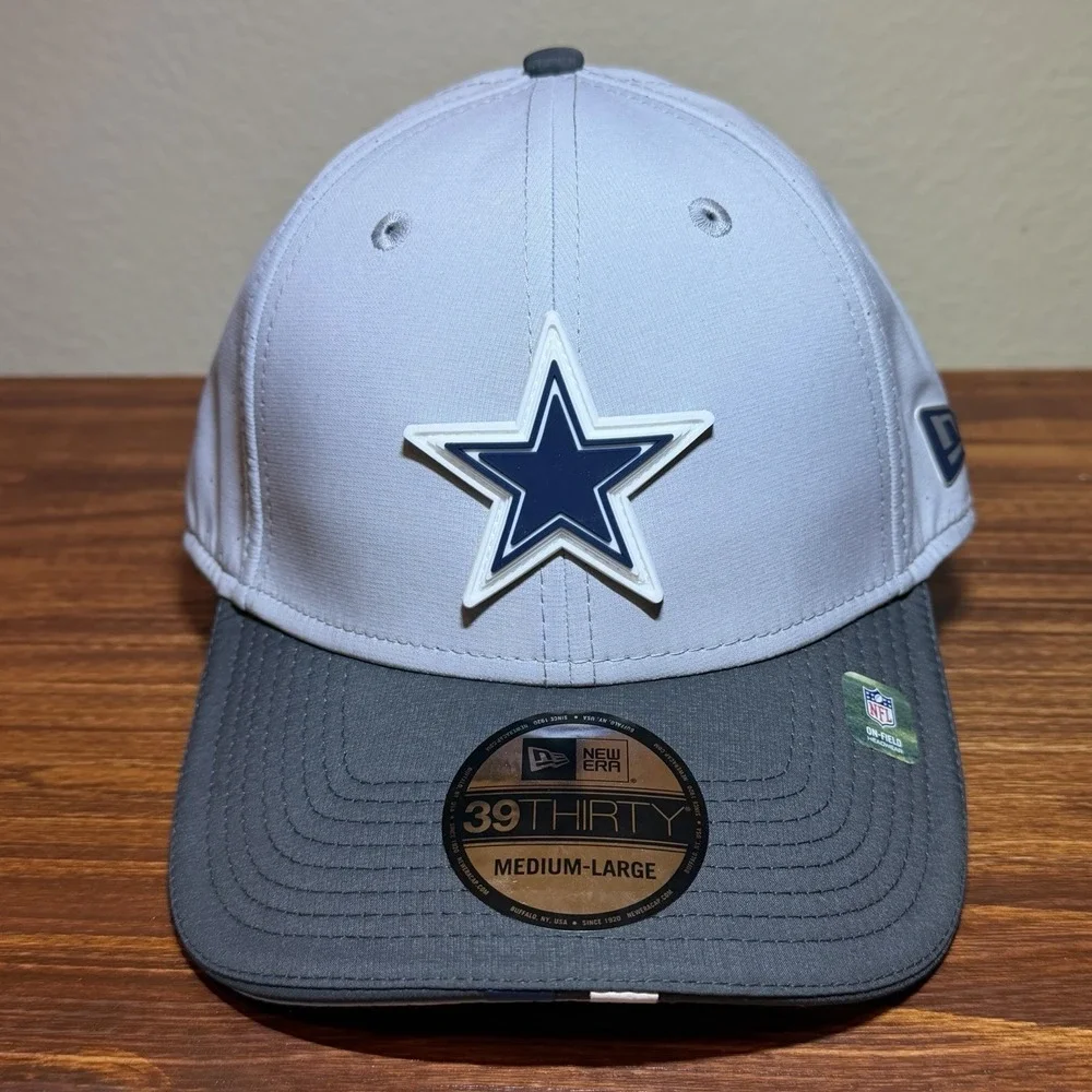 New Era Dallas Cowboys Training Camp Hat 39THIRTY Size M/L Grey Stretch Cap NEW